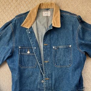 Polo Ralph Lauren Men VTG Corduroy Collar  Denim Trucker Jean Jacket XL